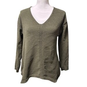 Philosophy Olive Green Textured V Neck Sweater Top Size M Minimalist Cozy
